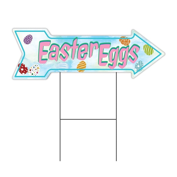 Easter Eggs Arrow Yard Sign Funny Home Decor 30in Wide